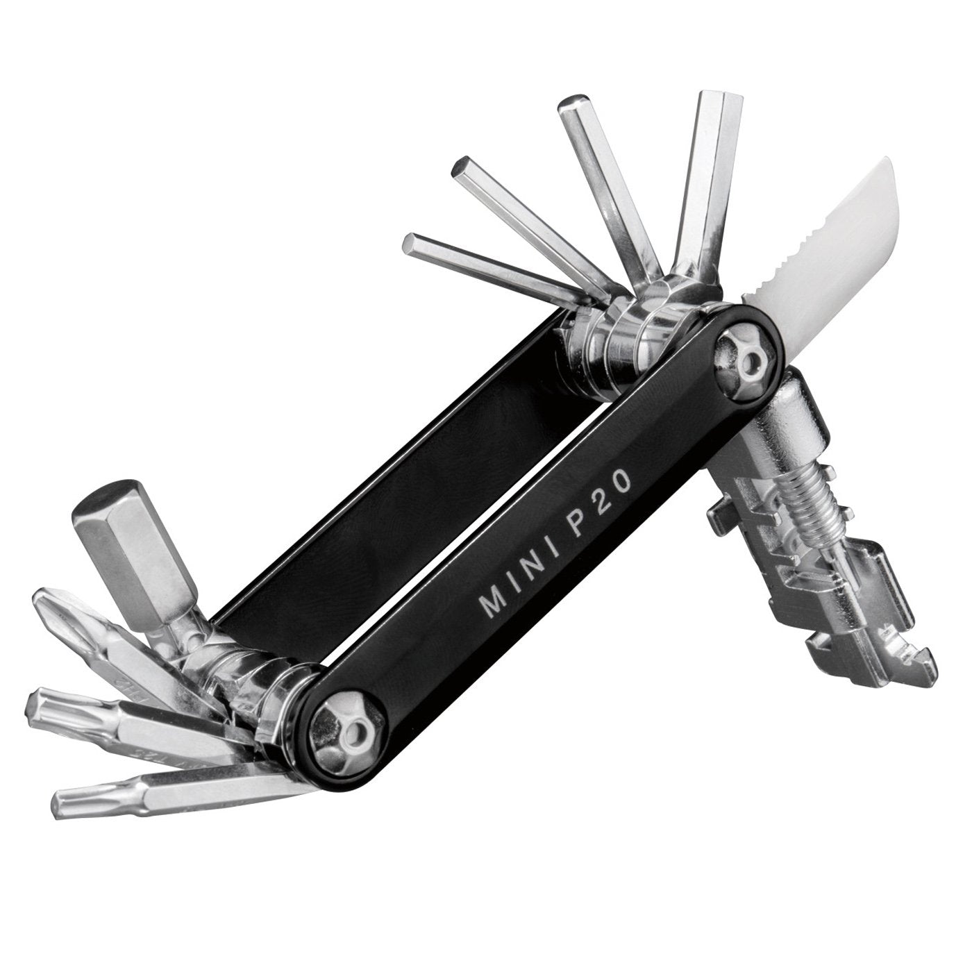 Chiave multiuso Mini P20 (20 funzioni) nera con custodia TOPEAK CHIAVE MULTIUSO MINI P20